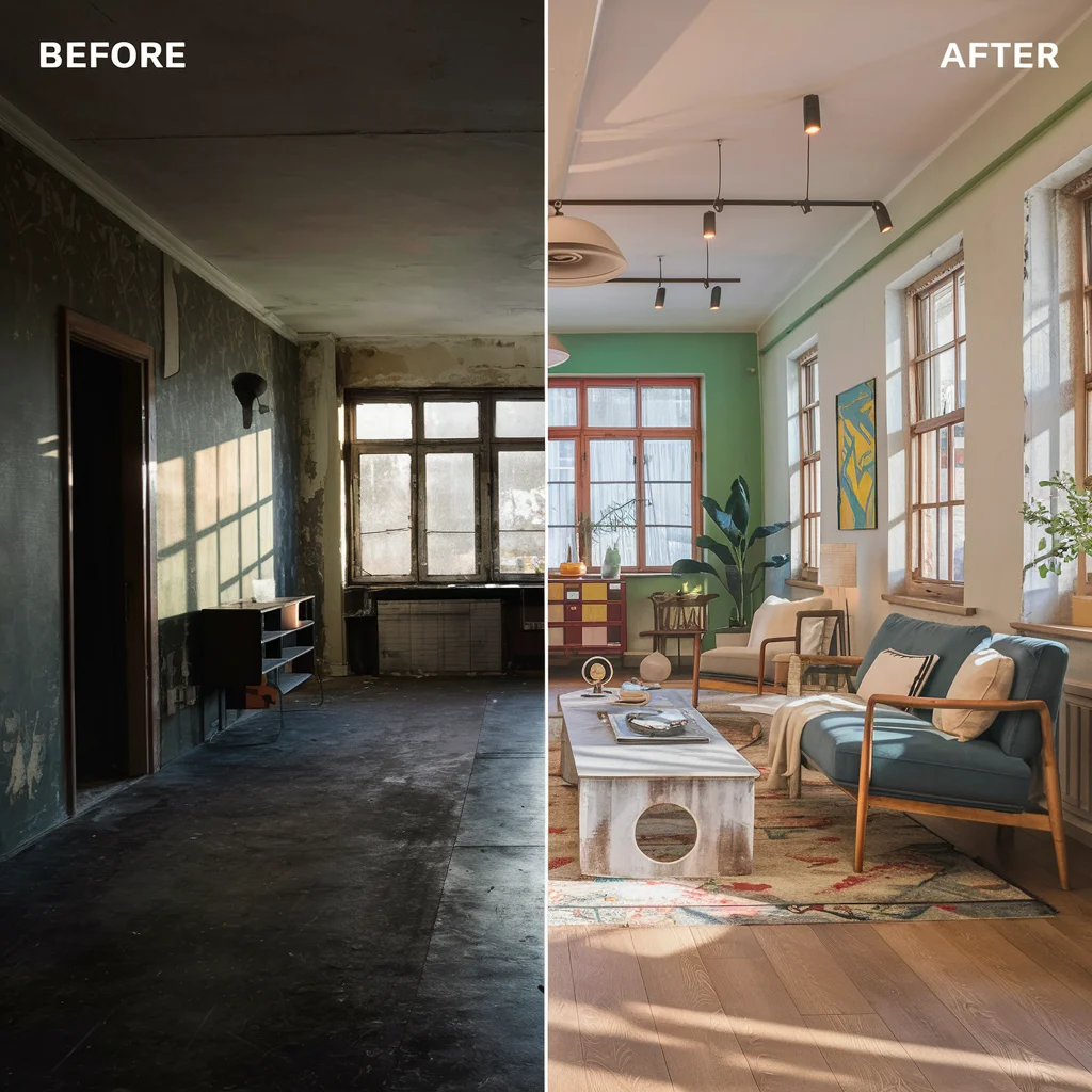 renovation,romm,before,after by Entreprise de rénovation en Isère